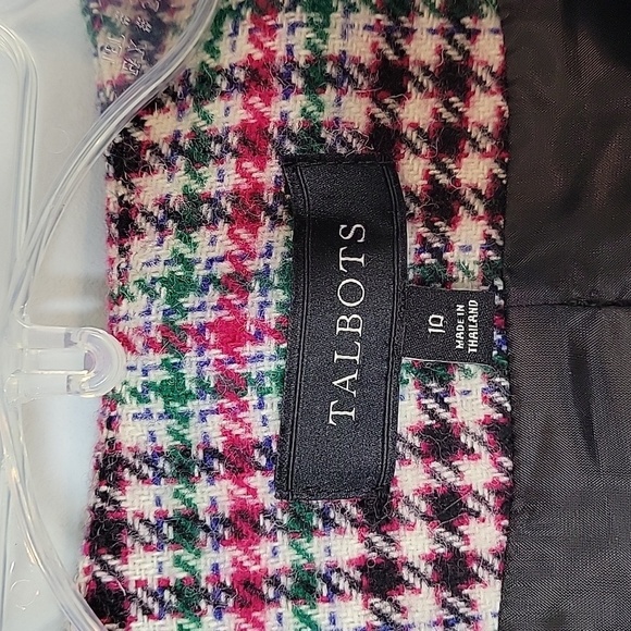 Talbots Wool Blend Pink Green Plaid blazer - Picture 3 of 9